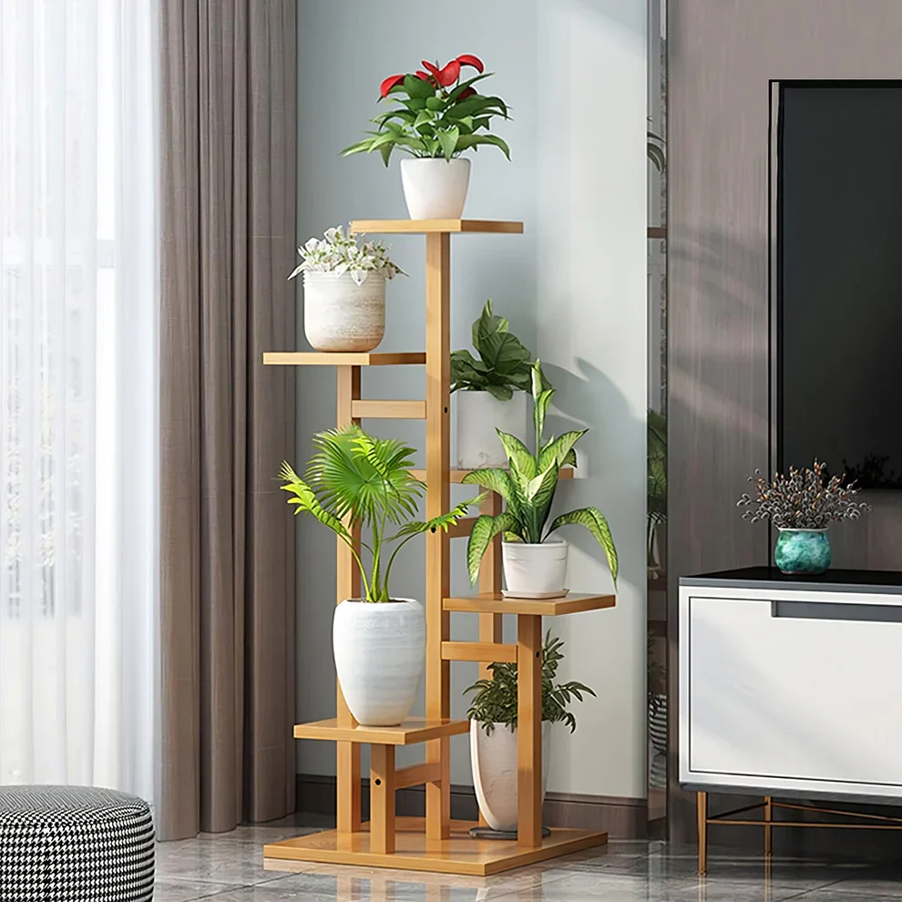 4 Tier Wooden Flower Plant Stand For Living Room, Balcony, Office - Image 4